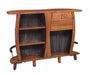 Whiskey Bar Table Backside with Storage Shelves and Locked Liquor Cabinet Amish Made Front Facing