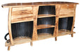 3 Barrel Whiskey Barrel Bar Backside with Storage and Liquor Cabinet Amish Made Front Facing