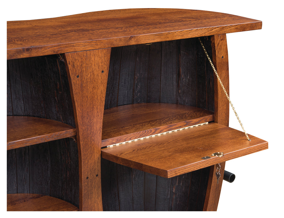 Whiskey Barrel Bar Liquor Cabinet Inside Amish Made Front Facing
