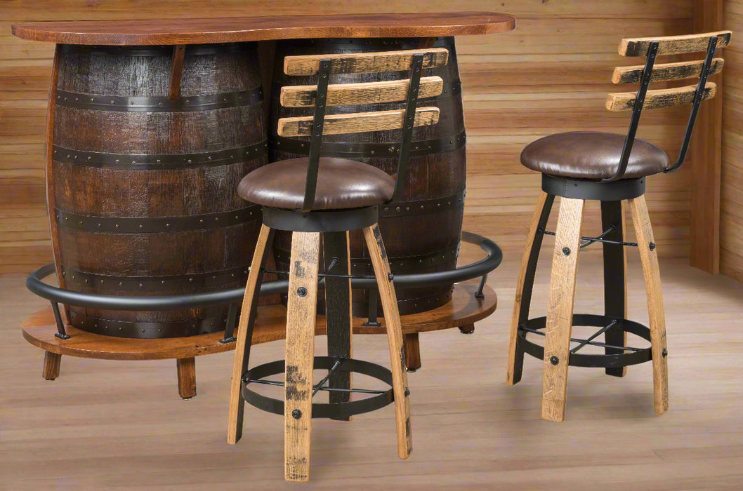 Whiskey Barrel Bar Table Amish Made Front Facing
