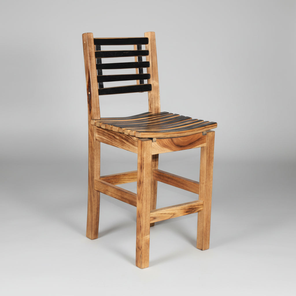 Whiskey Barrel Chair Amish Made Burnt Hickory Wood Front Facing