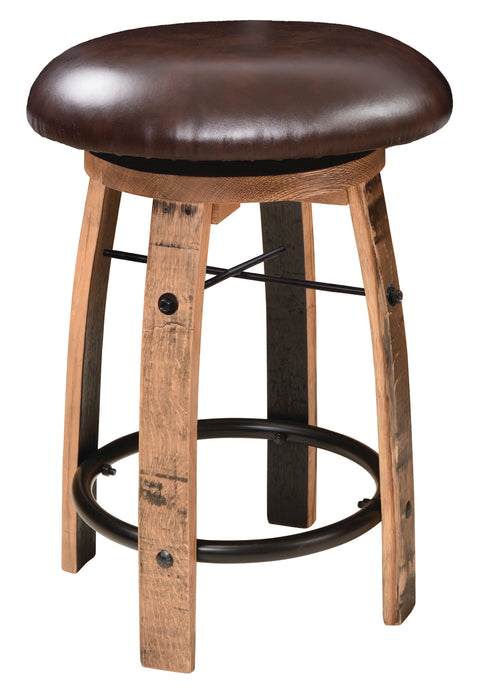 Whiskey Barrel  Stool with Swivel Seat Amish Made Front Facing