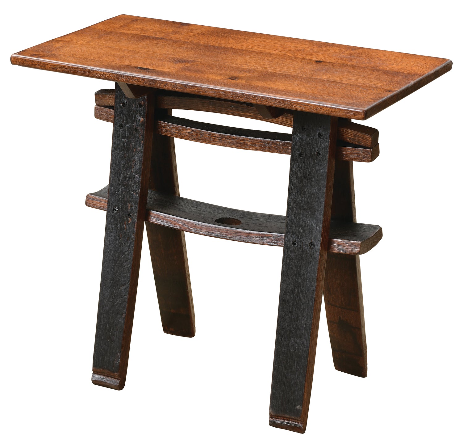 Whiskey Barrel Console Sofa Table Amish Made Front Facing