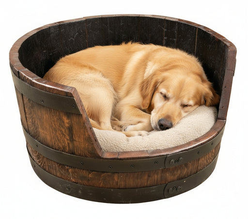 Whiskey Barrel Dog Bed Amish Made Front Facing