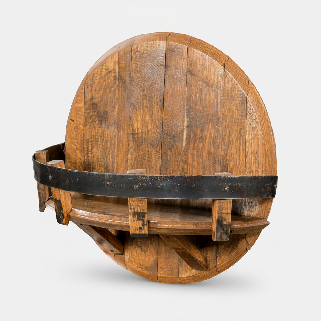 Amish Whiskey Barrel Head Shelf