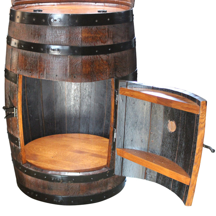 Whiskey Barrel Hutch Base with Storage Amish Made Front Facing