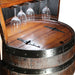 Amish Whiskey Barrel Hutch with LED Lighting Top Open View of Storage Door