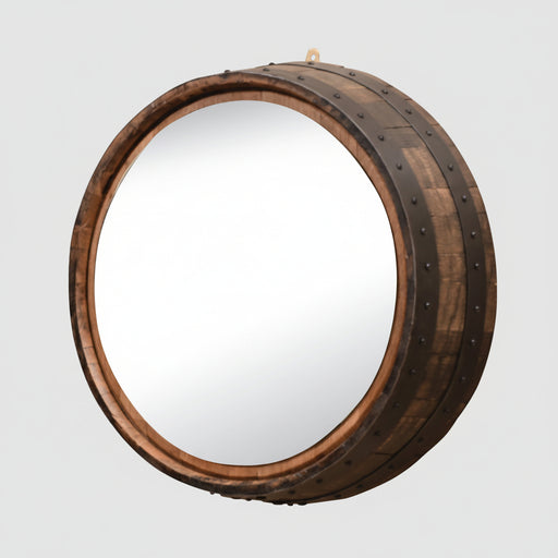 Whiskey Barrel Wall Mirror Amish Made Front Facing