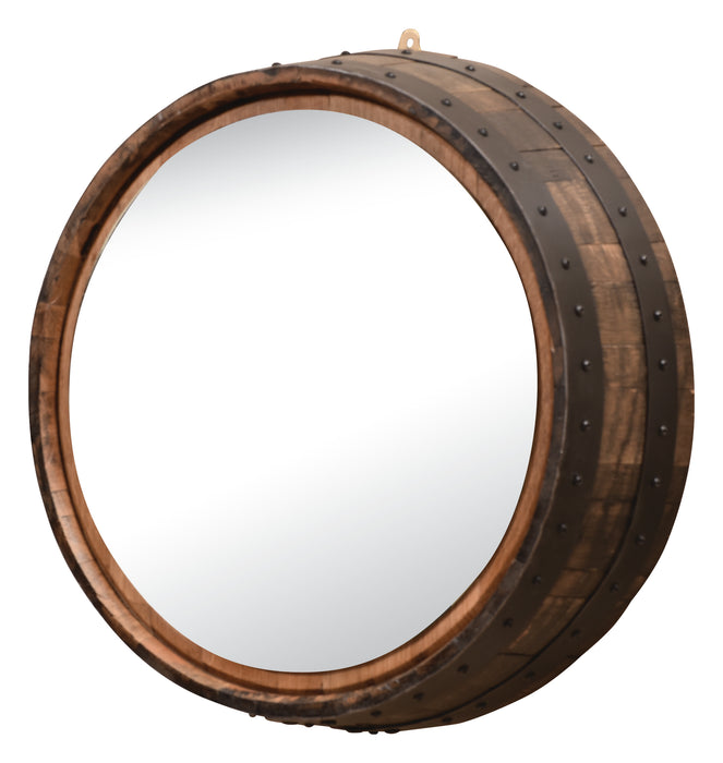 Whiskey Barrel Wall Mirror Amish Made Front Facing