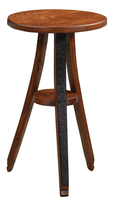 Whiskey Barrel Plant Stand End Table Amish Made Front Facing