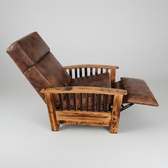 Amish Whiskey Barrel Recliner Badass Recliner Built From Whiskey Barrels Burnt Hickory Wood 