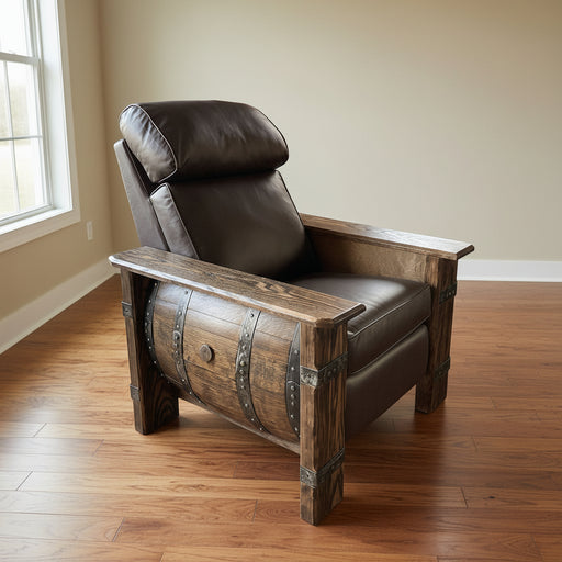 Amish Whiskey Barrel Recliner Chair Wall Hugger Reclaimed Whiskey Barrel Leather Recliner Chair 