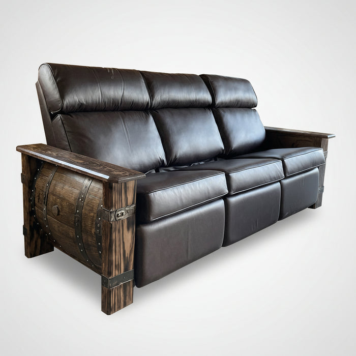Amish Whiskey Barrel Recliner Sofa