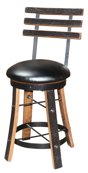 Whiskey Barrel Reverse Leg Stool with Swivel Seat Amish Made Front Facing