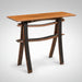 Whiskey Barrel Sofa Table with Stave Shelf Amish Made Front Facing
