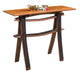 Whiskey Barrel Sofa Table with Stave Shelf Amish Made Front Facing