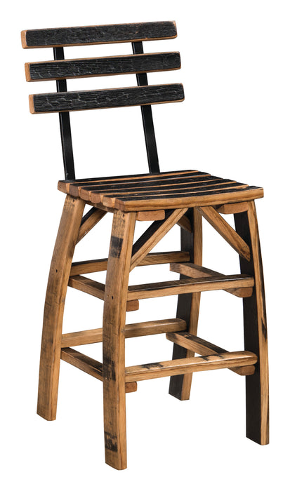 Whiskey Barrel Stave Bar Stool Amish Made Front Facing