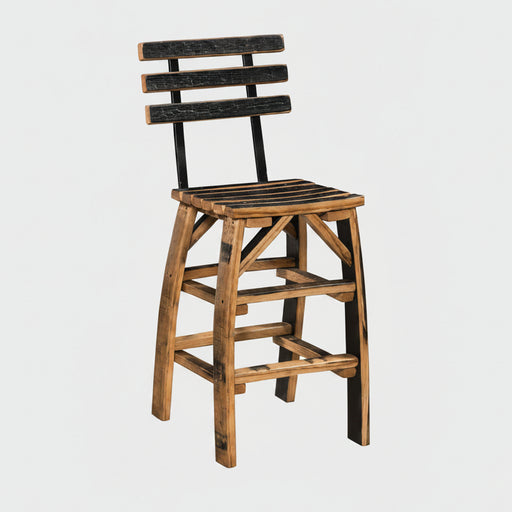 Whiskey Barrel Stave Bar Stool Amish Made Front Facing