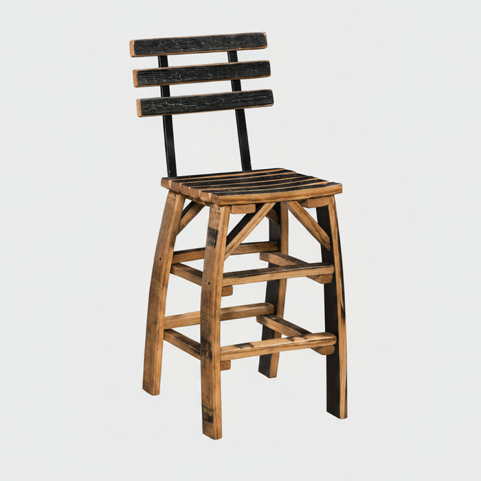 Whiskey Barrel Stave Bar Stool Amish Made Front Facing