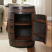 Whiskey Barrel Cabinet with Lazy Susan Shelf and Door Amish Made Front Facing