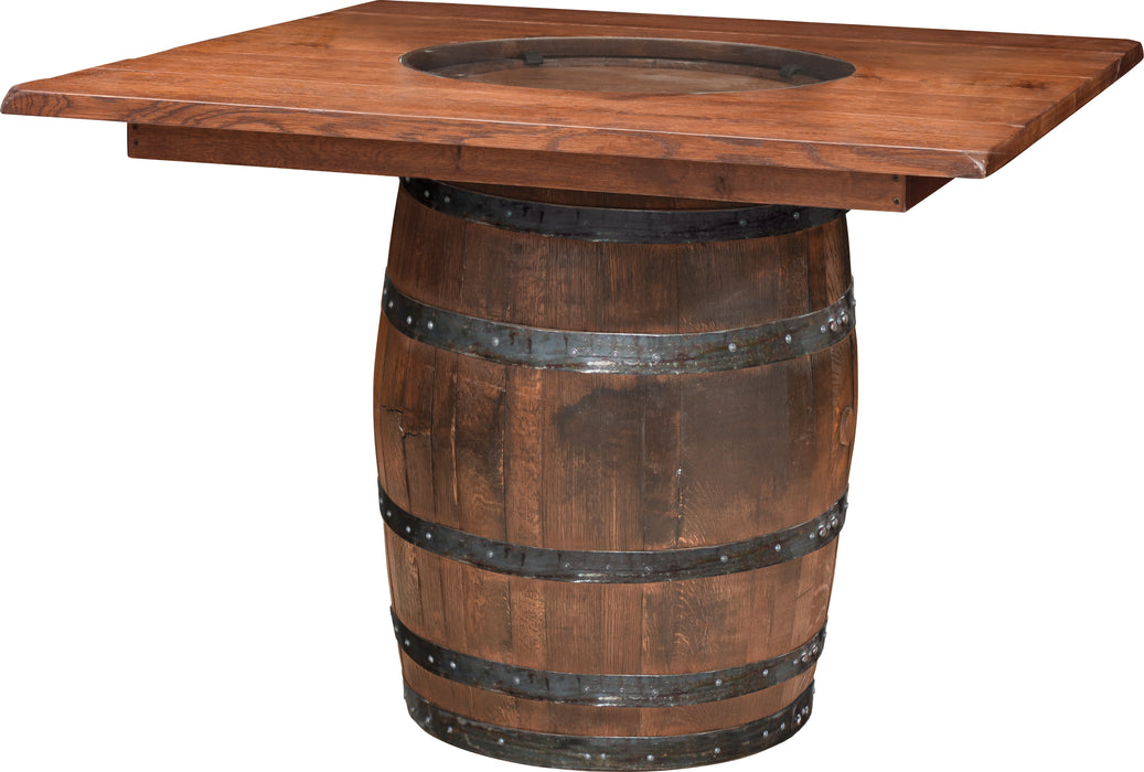 Whiskey Barrel Table Rustic Quarter Sawn White Oak OCS 113 Michaels Stain Top Amish Made Front Facing