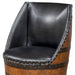 Whiskey Barrel Upholstered Chair with Swivel  B-Black Faux Leather Amish Made Front Facing