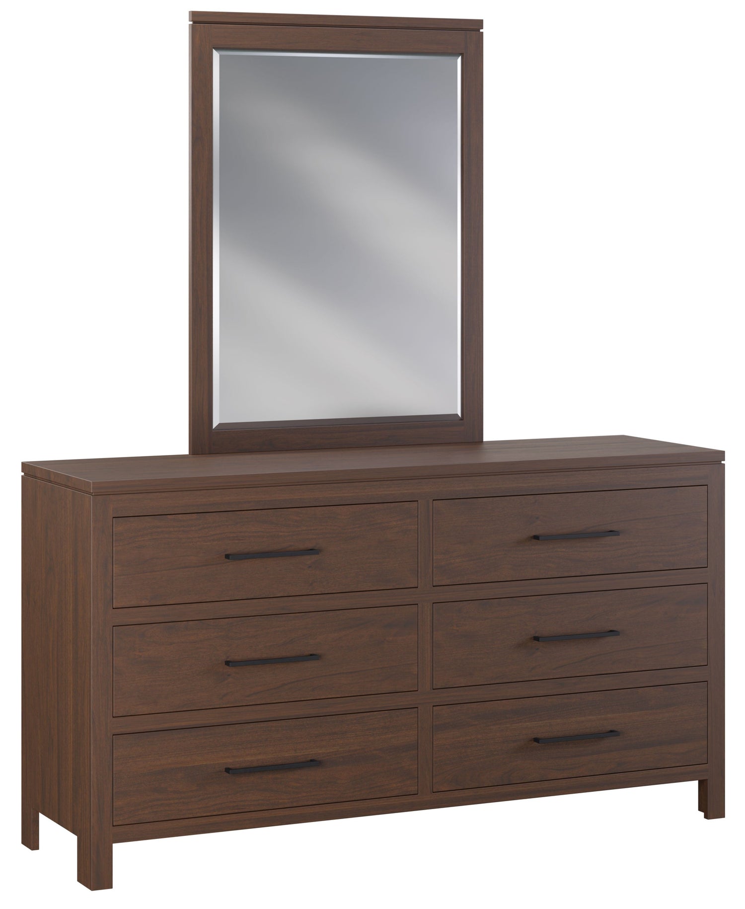 Amish Williamsburg Dresser & Mirror - Solid Cherry OCS-122 Cocoa - J&M Woodworking - Amish Made Modern Bedroom Set