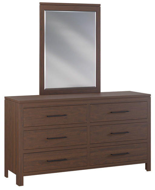 Amish Williamsburg Dresser & Mirror - Solid Cherry OCS-122 Cocoa - J&M Woodworking - Amish Made Modern Bedroom Set