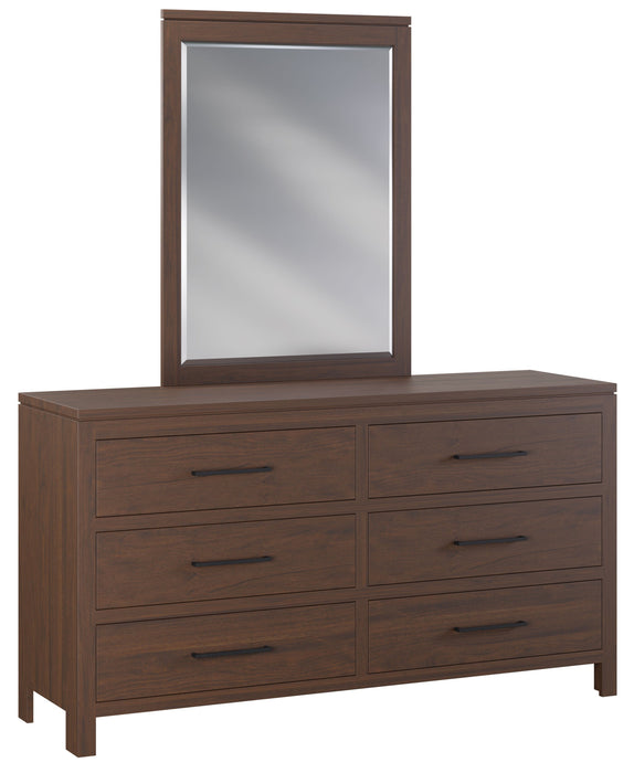 Amish Williamsburg Dresser & Mirror - Solid Cherry OCS-122 Cocoa - J&M Woodworking - Amish Made Modern Bedroom Set