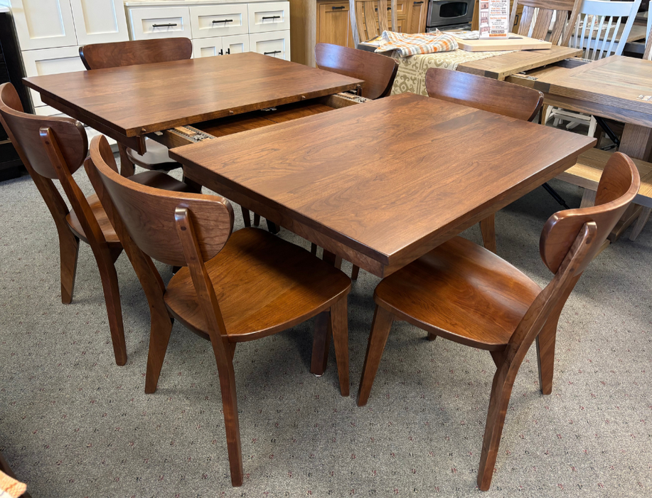 Amish Windsor Dining Table - Seymour Dining Chairs - All Solid Cherry - Wengerd Wood 