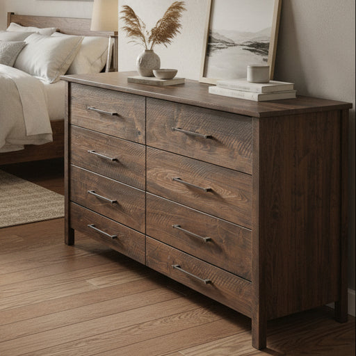 Amish Winstead Rough Sawn Murphy Cabinet Hide-a-Bed - Rough Sawn Brown Maple Fold Out Bed Cabinet - Amish Made Murphy Bed Cabinet - In-Room