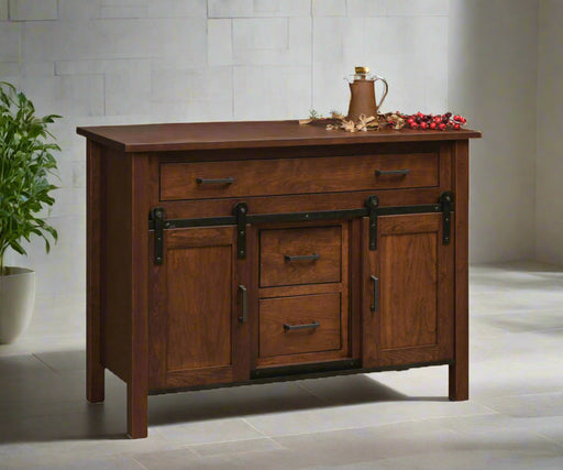 Amish Winston 48" 3-Door Buffet (2503)
Hardware: 55276BBR
1 Adjustable Wood Shelf Behind Each Door