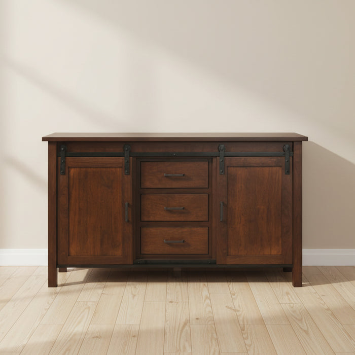 Amish Winston 60" 3-Door Buffet
Hardware: 55276BBR
1 Adjustable Wood Shelf Behind Each Door