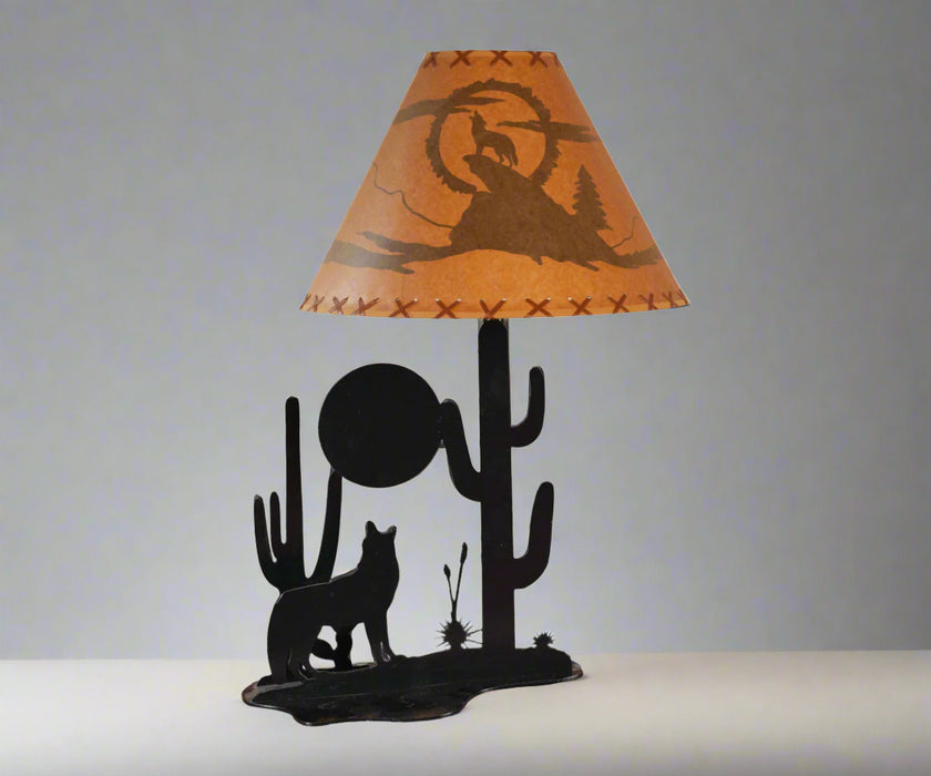 Amish Wolf Black Metal Table Lamp Rustic Cabin Table Lamp