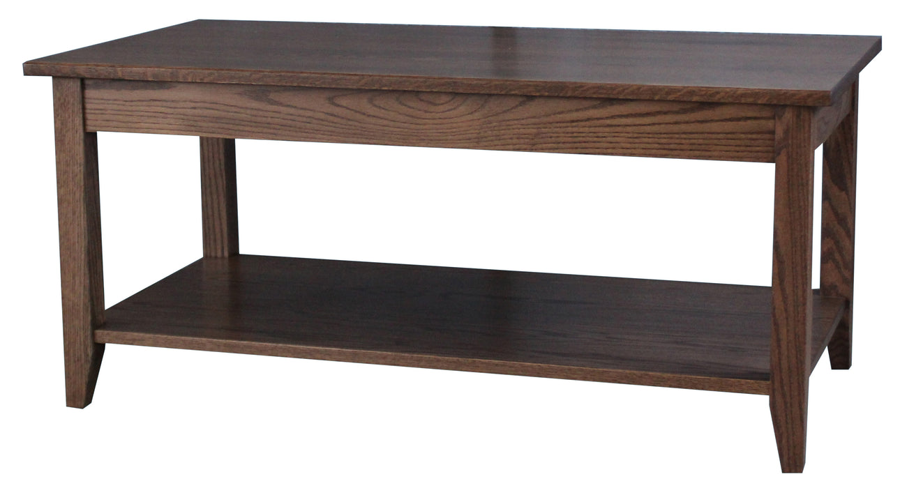 Amish Woodland Coffee Table - Amish 42" Wide x 22" Deep Coffee Table - Solid Oak Amish Coffee Table