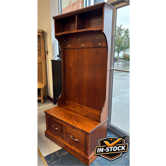Amish Wood Star 36" Hall Seat - Sap Cherry - In-Stock