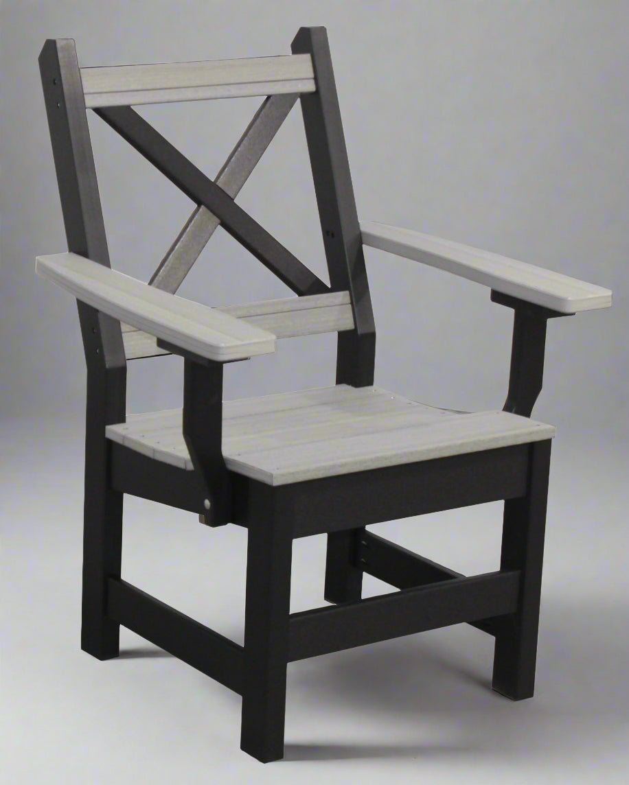 Amish X-Back Dining Chair - Light Gray on Black - Buckeye Poly - Main Photo