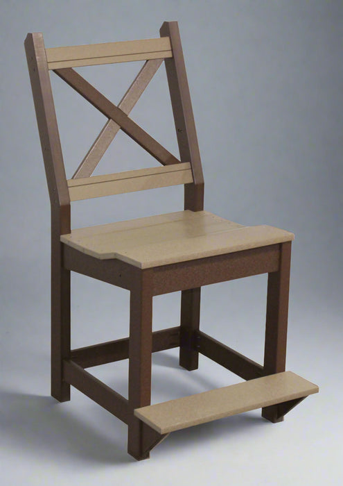 Amish X-Back Side Counter Dining Chair - Weatherwood On Brown - Buckeye Poly - Second Photo