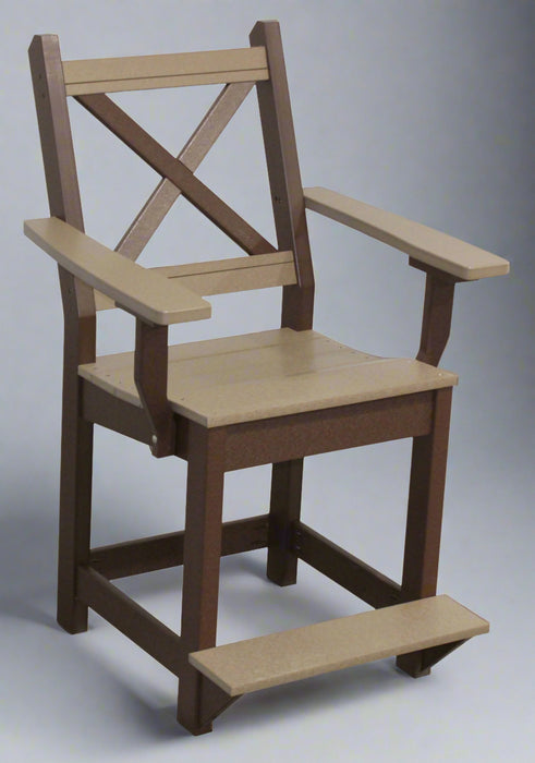 Amish X-Base Counter Dining Chair - Weatherwood on Brown - Buckeye Poly - Main Photo