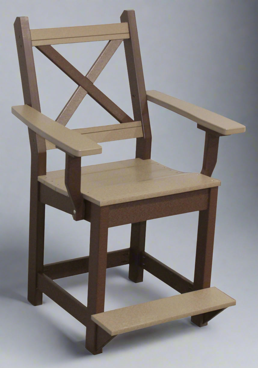 Amish X-Base Counter Dining Chair - Weatherwood on Brown - Buckeye Poly - Main Photo