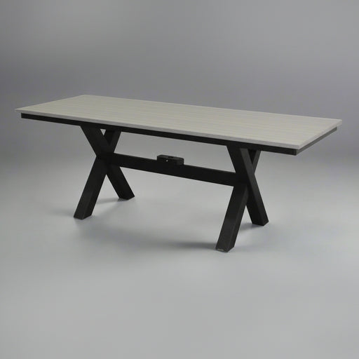Amish X-Base Dining Table - Driftwood Gray on Black - Buckeye Poly - Main Photo