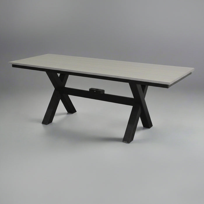 Amish X-Base Dining Table - Driftwood Gray on Black - Buckeye Poly - Main Photo