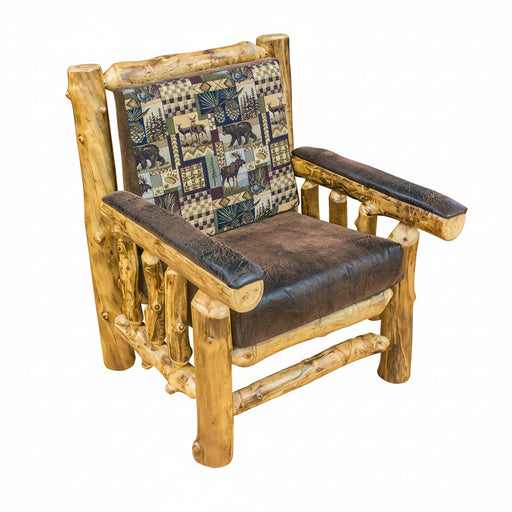 Amish Yellowstone Aspen Log Chair Cabin Style Log Chair with Padded Arms