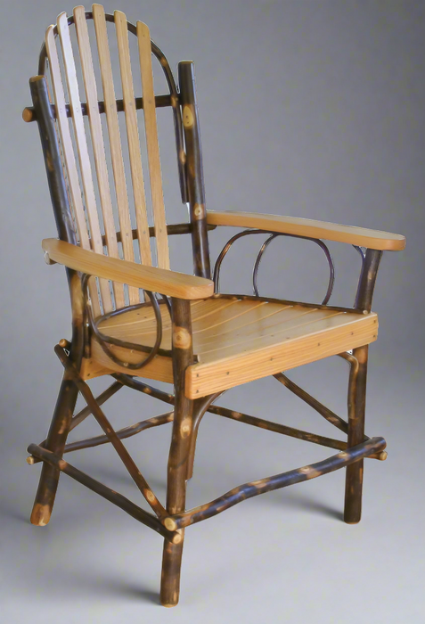 Amish Yoders Split Hickory Armed Dining Chair Log Cabin Arm Twig Chair