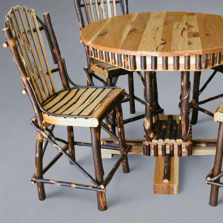Amish Yoders Split Hickory Counter Dining Chair Log Cabin Barstool Hickory Twig Style Chair