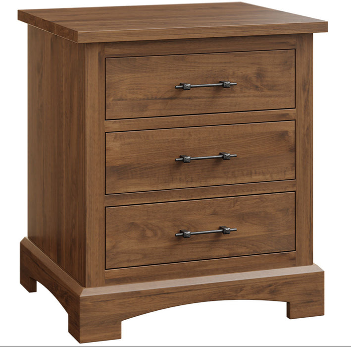 Yorkshire Nightstand 3 Drawer Nightstand Brown Maple Almond Front Facing