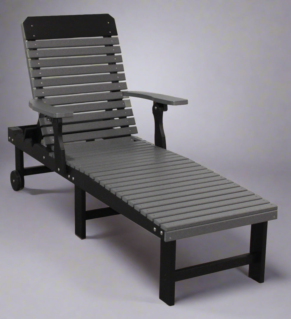 Amish Yukon Chaise Lounge - Dark Gray on Black Poly - Main Photo