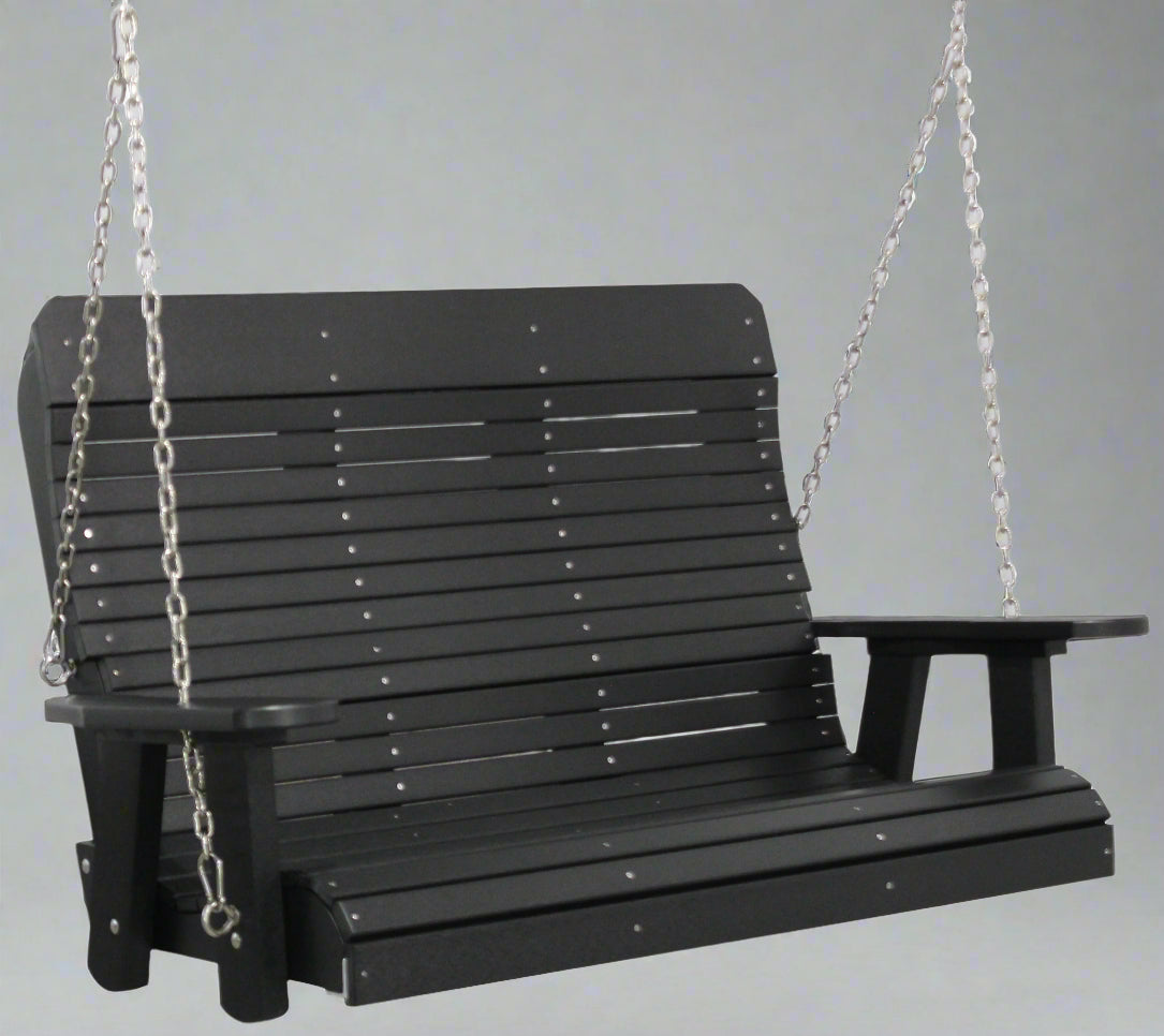 Amish Yukon Contour Back Poly 4' Swing - Poly Color Black - 20 Year Warranty - Main Photo