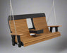 Amish Yukon Contour Back Poly 5' Settee Swing - Poly Colors Antique Mahogany on Black - 20 Year Warranty - Main Photo
