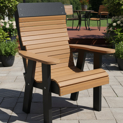 Amish Yukon Contour Back Poly Chat Chair -  Poly Color Antique Mahogany on Black - 20 Year Warranty - Main Photo